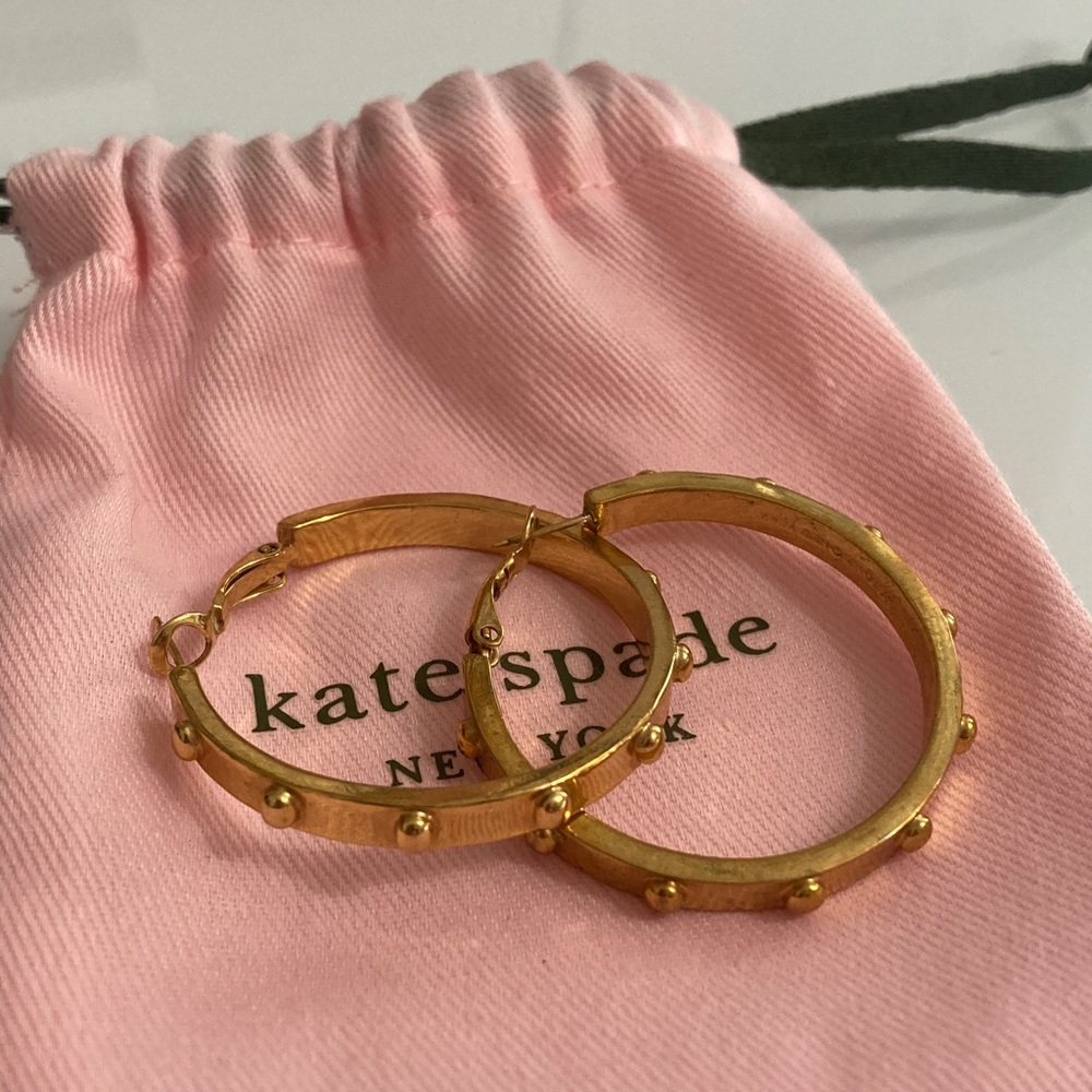 Kate Spade Burnished Gold Plated Studded Hoop Earrings